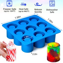 Sidosir Shot Glass Candy Mold Silicone, 9-Cavity Round Silicone Molds for Fat Bombs, Chocolate, Shot Glass Ice Molds for Freezer