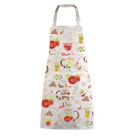 MBMSO Tea Time Apron Tea Time Gift for Tea Lovers Tea Party Apron for Tea Drinker Tea Kitchen Cooking Home Apron with Pockets, Tea Apron-w, Standard