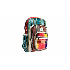 Zillion Craft strong back pack. Eco Friendly 100% natural hemp back pack for College, Laptop and Travelling. Multi pocket colorful unique design.