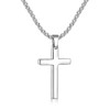 Fiusem Cross Necklace for Men, Silver Tone Mens Cross Necklaces