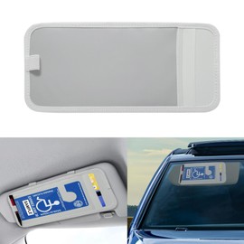 Tecledsn Handicap Placard Holder, Car Visor Card Holder, Disabled Parking Permit Sign Protector with Pen Holder Note Paper Slot Elastic Strap, Handicap Parking Sign Cover Fit Cars (Gray, 1PCS)