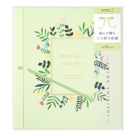 Midori 33256006 Shikishi Trifold Color Shikishi with Ribbon Floral Pattern
