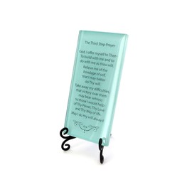 Lifeforce Glass The Third Step Prayer Inspirational Glass Plaque. Beloved Prayer Provides Loving Support and Encouragement for Those in Recovery. Includes Folding Easel Seafoam.