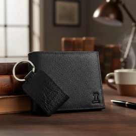 Kit Cartera Llavero Piel Genuina Caballero Regalo Para Papá