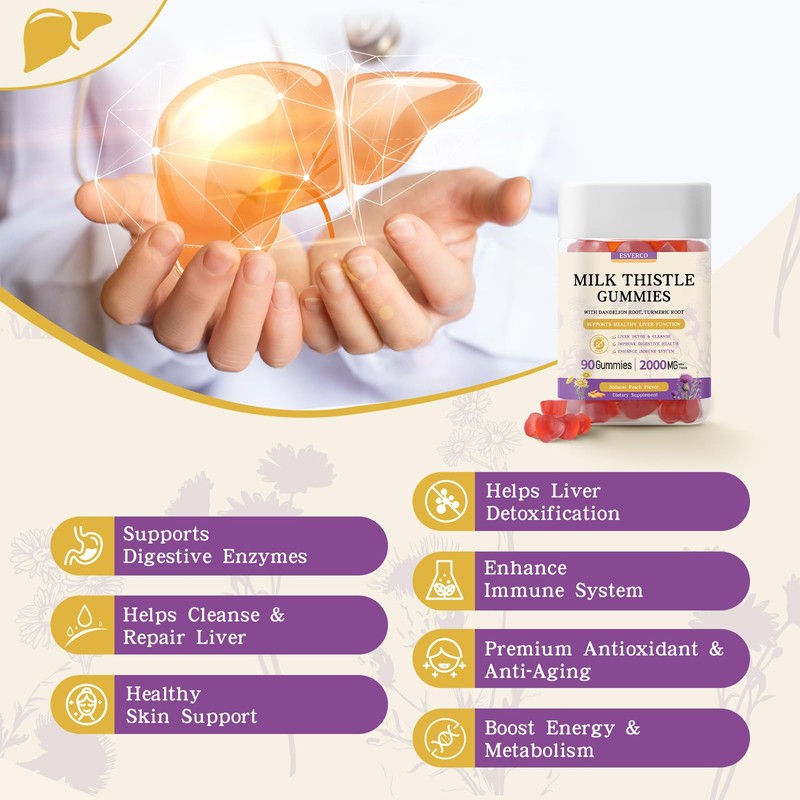 Milk Thistle Gummies with 2000MG Extract, Liver Health Support Gummies,