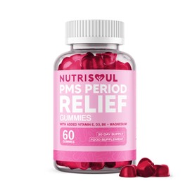 PMS Period Relief Gummies | Supplement for Women | 2000mg Magnesium with Vitamins B6, E, D3 | 60 Non-GMO, Cold Pressed, Vegan, Gluten Free Capsules with Chasteberry Extract | Natural Ingredients