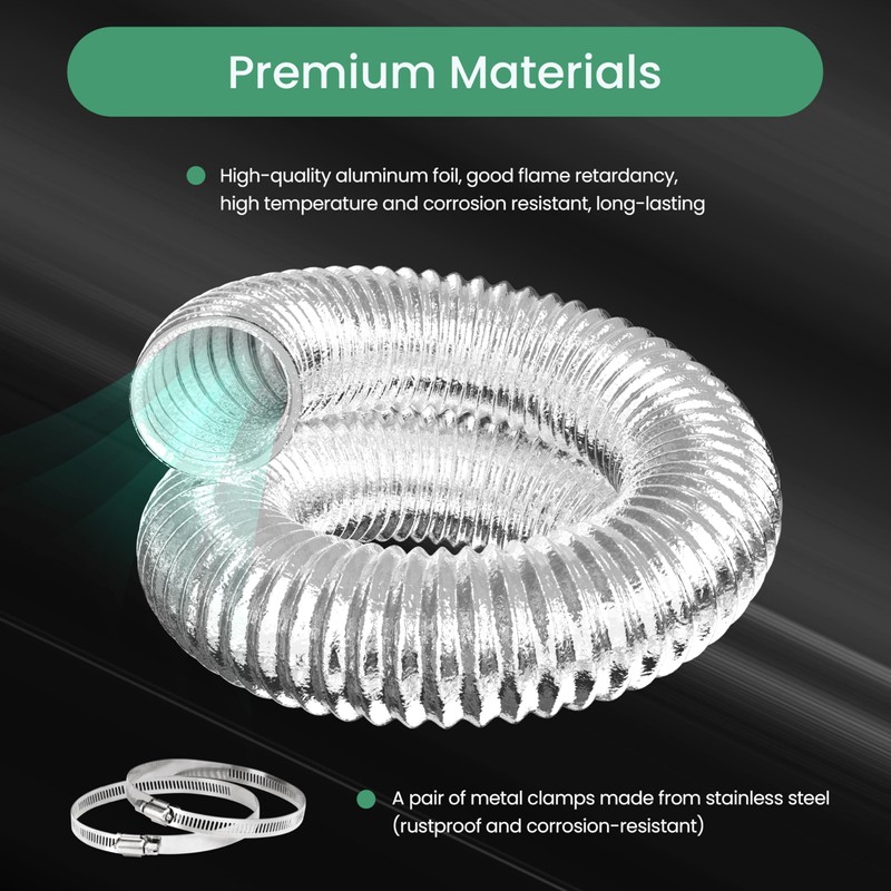 Flexible 4-Inch Aluminum Ducting, Dryer Vent Hose, Heavy-Duty Three-Layer Protection,