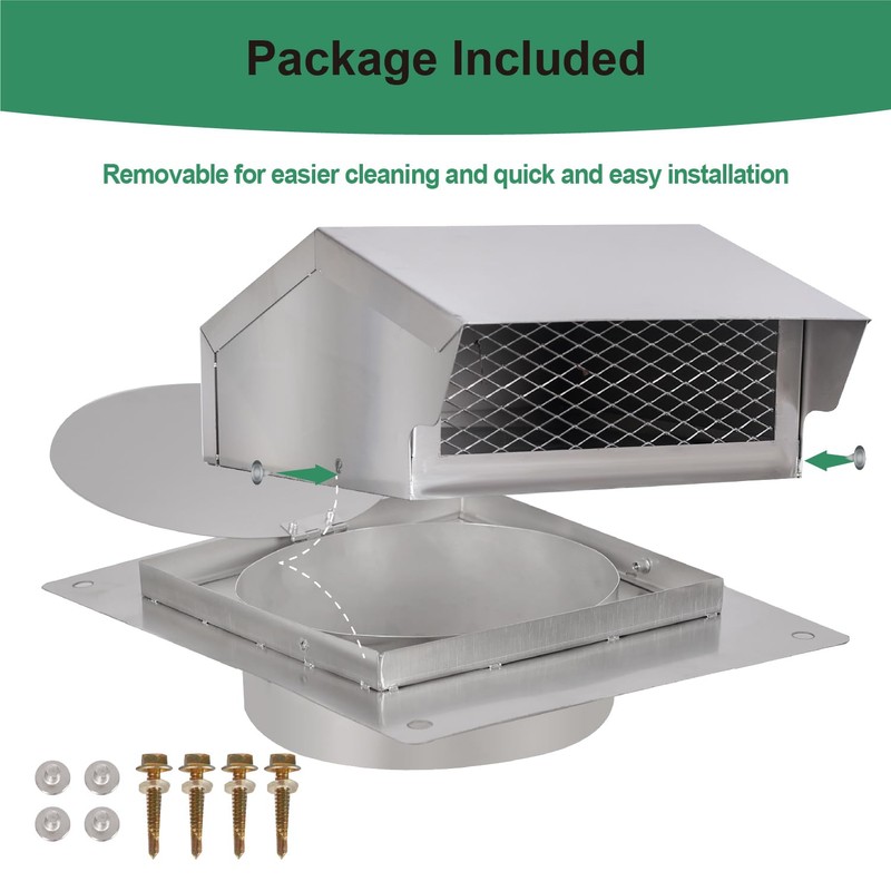 LTSEAME 6 Inch Stainless Steel Roof Vent Cap,Bathroom Exhaust Roof