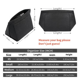 KOMHPS Bag Organizer Insert for Tote Bag, Felt Purse Organizer Handbag Backpack Compatible with Longchamp, Le Pliage, LV, Coach
