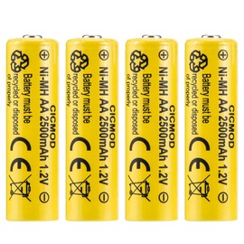 CICMOD AA Rechargeable Batteries 1.2V Ni-MH 2500mAh Double A Battery for Outdoor Garden Solar Lights 4 Pack