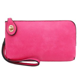 Women's Small Crossbody Bag Wristlet Clutch(Fuchsia)