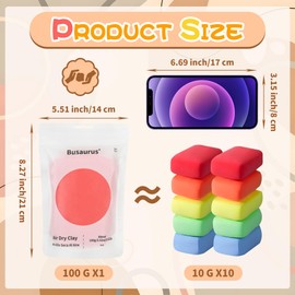 Busaurus - Ultra-Light Air Dry Modeling Magic Clay with Refill Packs, 10 Vibrant Colors for Youngsters to Creative Skills Development, Soft & Safe Clay for Kids Age 3+, Gifts for Boys & Girls (Red)