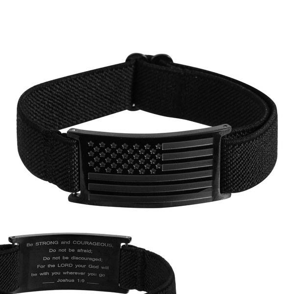 Mikovivi American Flag Bracelet, Black Stylish Military Bible Verse Bracelet