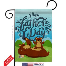 Beary Happy Fathers Day Garden Flag Set Mailbox Hanger Family Father Dad Daddy Papa Grandpa Best Parent Sibling Relatives Grandparent Small Gift Yard House Banner Double-Sided Made In USA 13 X 18.5
