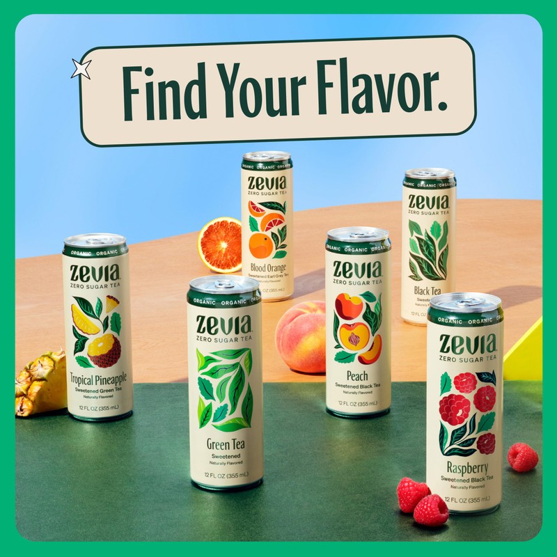 Zevia Zero Sugar Tea, Earl Grey Tea Blood Orange, 12