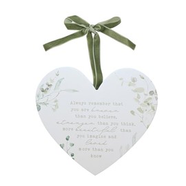 Female Gift - Gift for Friend, Daughter, Granddaughter, Niece, Someone Special - Hanging Heart - Sentimental and Inspirational - Braver, Stronger, Beautiful and More Loved