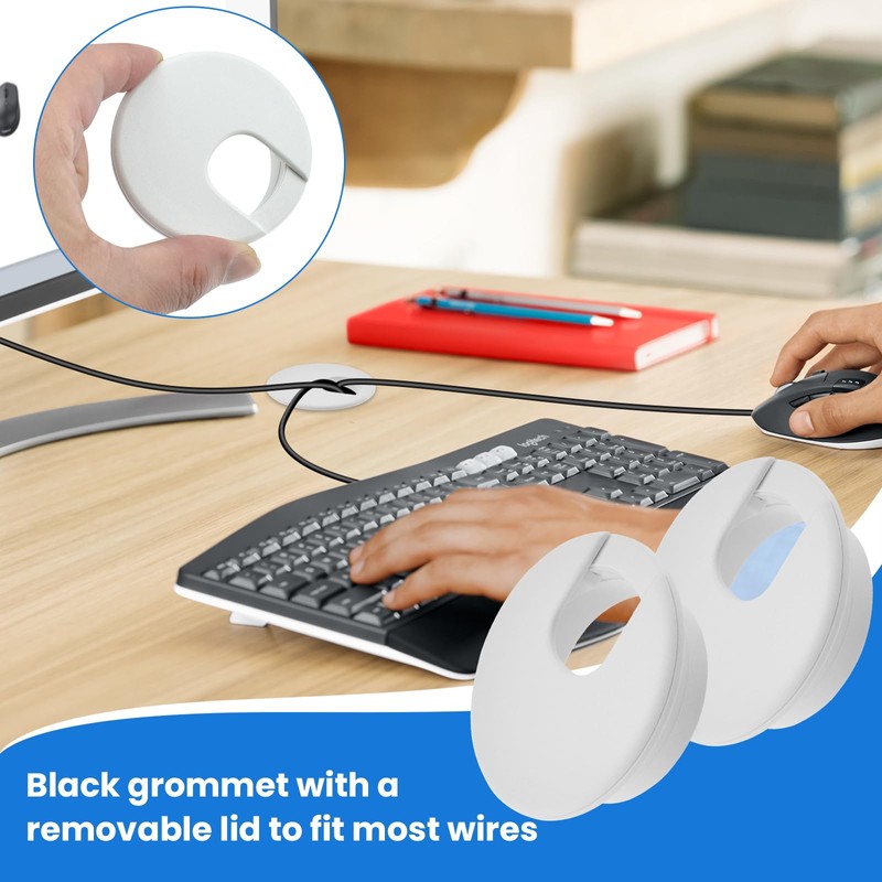 2 inch(50mm) White Desk Hole Cover Grommet ABS Plastic Wire