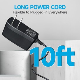 2 Pack 12V 1A 1000mA 10ft Power Supply Adapter with 8 Tips, 12W Adaptor AC to DC Adapter Cord for LED Strip Lights Keyboard BT Speaker Router Webcam DVR NVR CCTV Camera and More, UL Listed