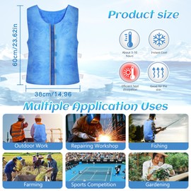 E-Greetshopping Cooling Ice Vest for Men Women,PVA Water Active Evaporative Ice Cold Vest,Reusable Adjustable Fabric Sport Cool Waistcoat,High Temperature Protective Clothes