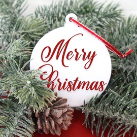 UNIQOOO White Acrylic Christmas Ornament 2023, DIY Blank Pet Ornament Stocking Name Tag, White Christmas Tree Decoration, for Pet Lovers, Dog Gift, 4mm Extra Thick, 20 Pack