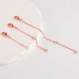 ALEXCRAFT Pack of 3 chain extensions, gold, silver, 14 carat gold plated extension chain, necklace, anklet bracelet, extension chain for women and men, jewellery making, 123/246 inches, Brass