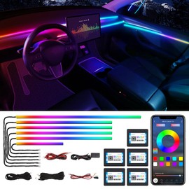 Dreamcolor Acrylic Interior Car LED Strip Light with App, RGB 6 in 1 with 175 Inches 600 LEDs Car Ambient Lighting Kits, LED Strip for Car Accessories