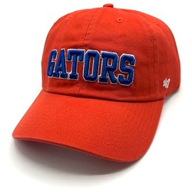 47 University Florida Classic Clean Up Hat Adjustable Relaxed Fit Embroidered Gators Team Logo Solid Cap, Orange