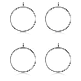 WANDIC Silver Photo Charms, 4 Pcs Screw Thread Round Memory Locket Pendants, Bridal Wedding Bouquet Frame For Bouquet Decoration, Key Chain, Necklace Making, 35mm