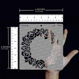 CrafTreat Reusable Flower Stencils for Painting on Wood, Canvas, Paper, Fabric, Floor, Wall and Tile - Rose Wreath - 6x6 Inch - DIY Art and Craft Stencils for Painting Flowers - Rose Wall Stencils