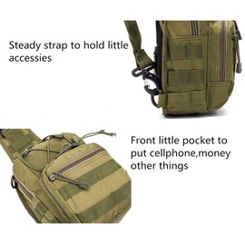KODAA Sling Bag Tactical Backpack Outdoor Shoulder Bag Satchel Chest Packs Daypacks for Smart Phone Climbing Camping Cycling Hiking (Khaki)