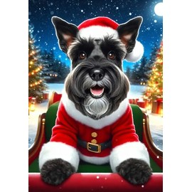 Schnauzer Black Cropped - Best of Breed DCR Christmas Garden Flag 12" x 17"