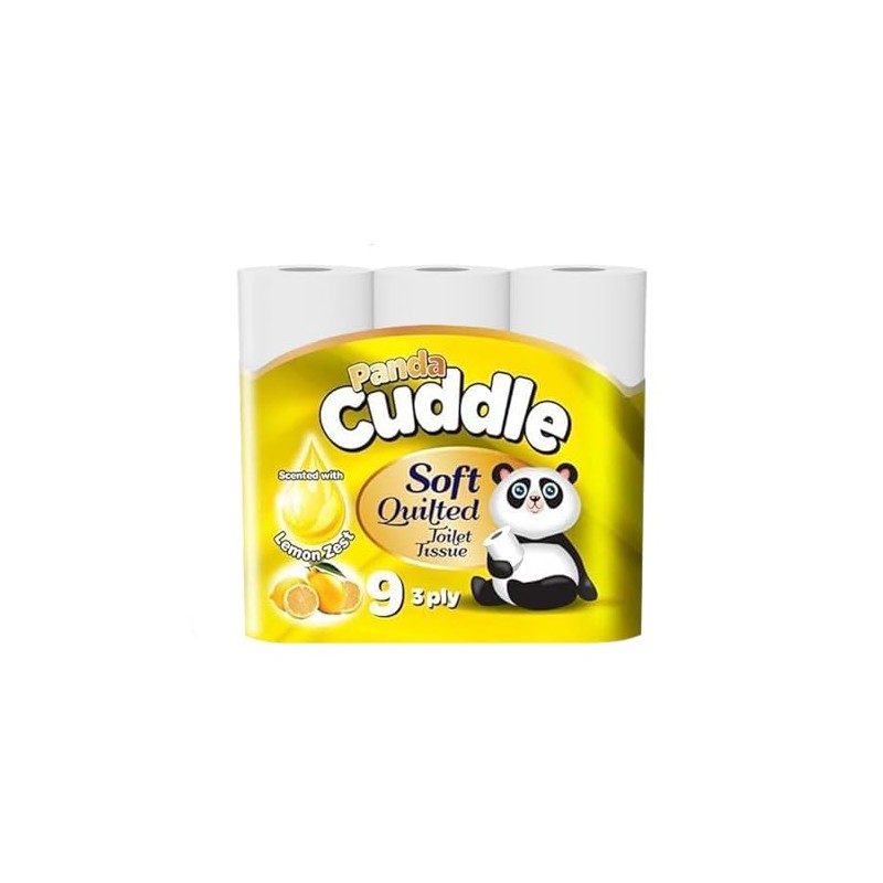 Panda Cuddle 3-Ply Soft Quilted Scented Toilet Rolls - 9
