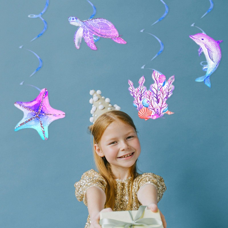 UILYNIU Mermaid Birthday Decoration (Blue)