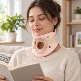 Cervical Collar Neck Brace with Large Throat Opening, Breathable Polymer Foam Support, S/M/L Sizes