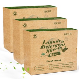Poesie Laundry Detergent Sheets 3 Pack 480 Sheets 240 Loads Laundry Detergent for Travel Home Save Space Portable Laundry Strips Hypoallergenic Concentrated Soap Washing HE Fresh Scent