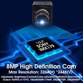 Svpro HD Webcam 8MP USB Camera with Zoom 2.8-12 mm Lens, Adjustable Focal Length Streaming Camera IMX179 Sensor Mini Camera with UVC, Compatible with Mac Windows Android Linux, OTG Support