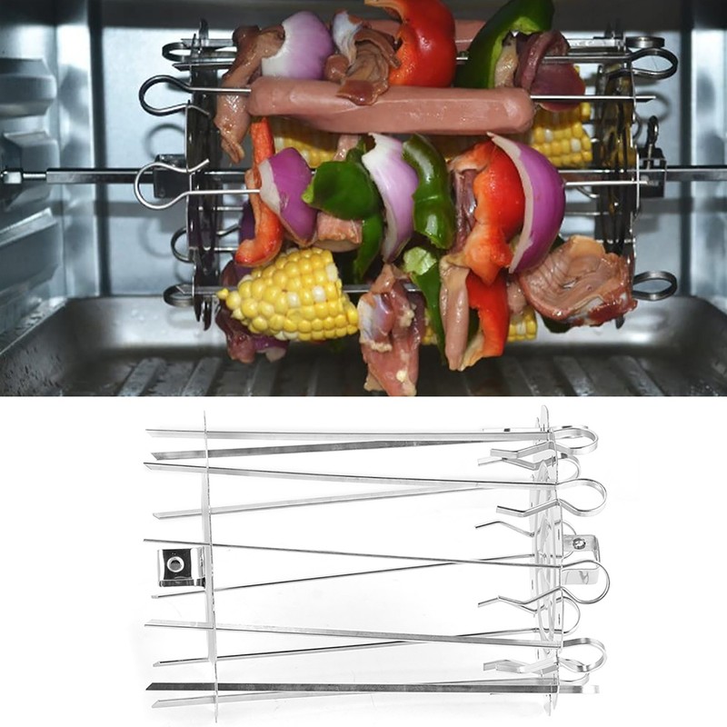 Stainless Steel Roaster Electric Oven Barbecue Skewers Needle Cage Set
