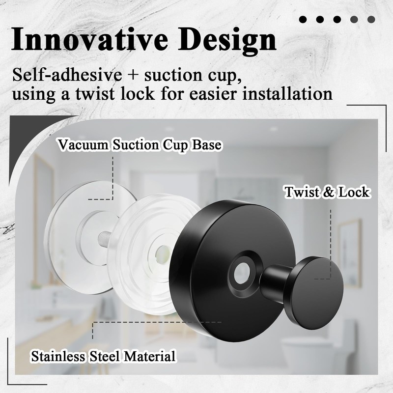 LifCratms 2 Pcs Suction Cup Hooks for Shower, Stainless Steel