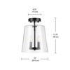 Globe Electric 66000083 2-Light Semi-Flush Mount Ceiling Light, Matte Black,
