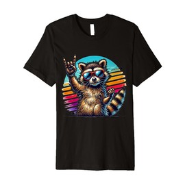 Raccoon Sunglasses Rock'n'Roll Retro Cool Animal Style Premium T-Shirt
