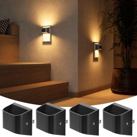 NIORSUN Night Lights Plug Into Wall, Auto Brightness Sensor Night Light, 3000K Warm White, Ultra-Slim Wall Light for Hallway Bathroom Bedroom Stairs, Black, 4 Pack