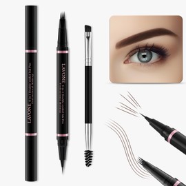 LAVONE Kit de Maquillaje Lápiz de Cejas, Con Pluma Microblading de Cejas Impermeable 2 En 1, Pomada de Cejas, Delineador de Ojos y Brocha de Cejas de Doble Punta, Kit de Lápiz de Cejas para Cejas Natu