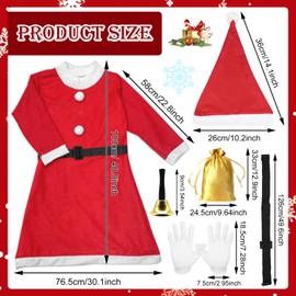 GAROMIA Santa Claus Costume 6 Santa Claus Costume with Hat Beard Belt Red Christmas Costumes Christmas Costume for Women Christmas Cosplay Carnival