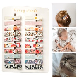 FANCY CLOUDS Hair Clips for Girls Women Toddler Baby,Assorted 20Pcs Flower Fabric Fully Lined Small Alligator Clips Hair Accessories for Teens Child Kids Gifts