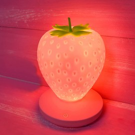 LVOERTUIG Strawberry Night Light, Cute Silicone Strawberry Lamp, LED Cute Night Light, Bedside Color Changing Lamp, 3 Modes Touch for Birthday, Christmas