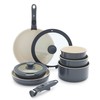 GreenLife Click 10-Piece Ceramic Nonstick Cookware Set, Detachable Handle, Stackable