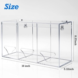 Heyrelda Hairnet Dispenser and Glove Holder Wall Mount - 3 Compartments Acrylic Hygiene Dispenser Station with Lid for Shoe Covers, Safety Glasses, Earplugs, Beard Nets, Dishwasher Pods, Clear
