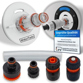 MaJoCompTec® Watertwin Fuel Cap with Water Connection, Water Tank Cap, Filling Adapter for Water Filler Nozzle, Motorhome Caravan Accessories (Pro Version + Filter + Starter Set, Adapter 3-PIN D: 78)