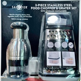 Sabatier 3 Piece Stainless Steel Food Chopper & Grater Set Sturdy, Strong & Durable