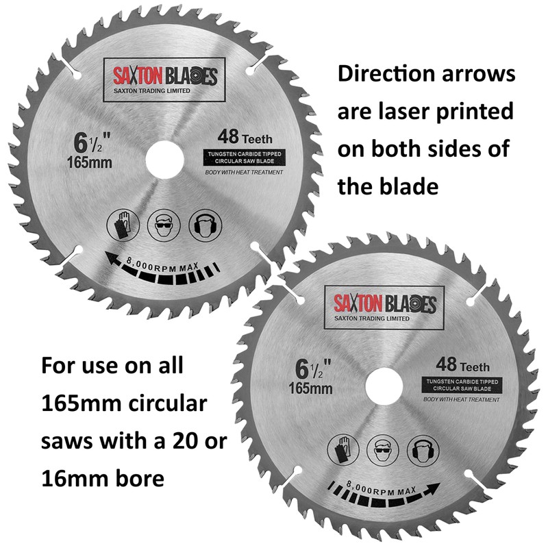 Saxton TCT Circular Wood Saw Blade 165mm x 20mm (16mm